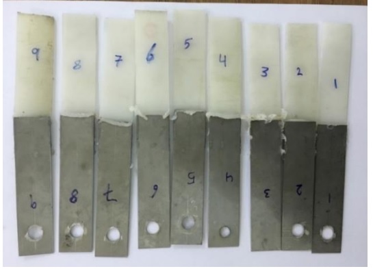 Schematic lap joint of stainless steel/ polymer